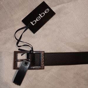 Bebe Black Belt with Silver Buckle